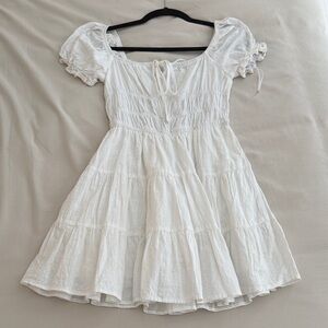 SHEIN Double Layered White Puff Sleeve Dress